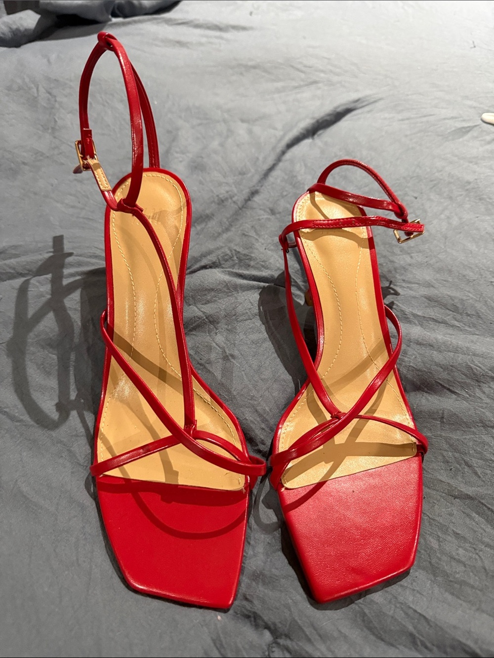 Women's Red Strappy Square-Toe Sandals size 7